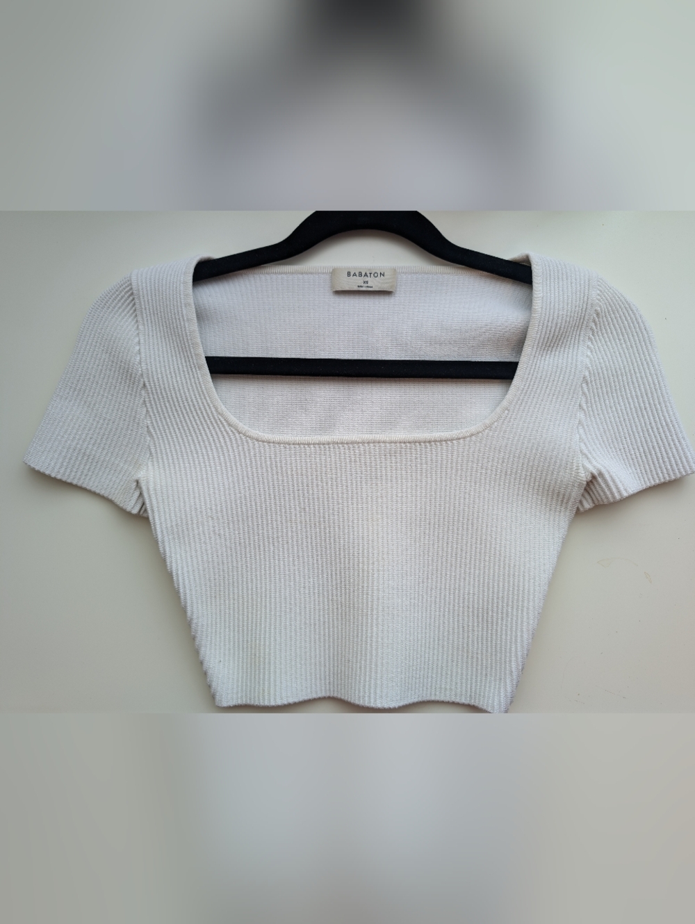 Aritzia Babaton Sculpt Knit Squareneck Top - White XS